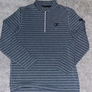 Gray Stripe Black Labrador Old Chatham Golf Club OC T Neck LS 1/4 Zipper Shirt M